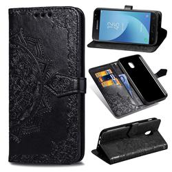 Embossing Imprint Mandala Flower Leather Wallet Case for Samsung Galaxy J3 (2018) - Black