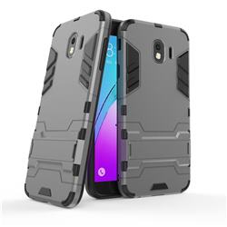 Armor Premium Tactical Grip Kickstand Shockproof Dual Layer Rugged Hard Cover for Samsung Galaxy J4 (2018) SM-J400F - Gray