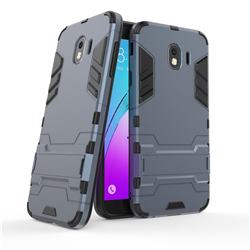 Armor Premium Tactical Grip Kickstand Shockproof Dual Layer Rugged Hard Cover for Samsung Galaxy J4 (2018) SM-J400F - Navy