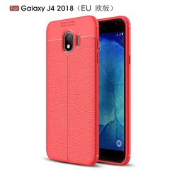 Luxury Auto Focus Litchi Texture Silicone TPU Back Cover for Samsung Galaxy J4 (2018) SM-J400F - Red