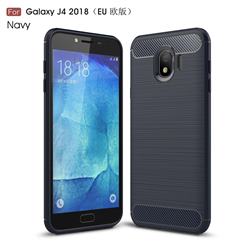 Luxury Carbon Fiber Brushed Wire Drawing Silicone TPU Back Cover for Samsung Galaxy J4 (2018) SM-J400F - Navy
