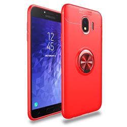 Auto Focus Invisible Ring Holder Soft Phone Case for Samsung Galaxy J4 (2018) SM-J400F - Red