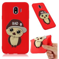 Bad Boy Owl Soft 3D Silicone Case for Samsung Galaxy J4 (2018) SM-J400F - Red