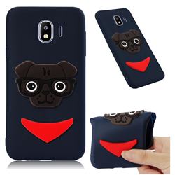 Glasses Dog Soft 3D Silicone Case for Samsung Galaxy J4 (2018) SM-J400F - Navy