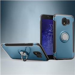 Armor Anti Drop Carbon PC + Silicon Invisible Ring Holder Phone Case for Samsung Galaxy J4 (2018) SM-J400F - Navy