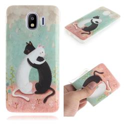 Black and White Cat IMD Soft TPU Cell Phone Back Cover for Samsung Galaxy J4 (2018) SM-J400F