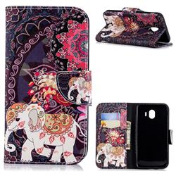 Totem Flower Elephant Leather Wallet Case for Samsung Galaxy J4 (2018) SM-J400F