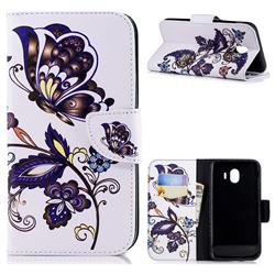 Butterflies and Flowers Leather Wallet Case for Samsung Galaxy J4 (2018) SM-J400F