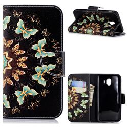 Circle Butterflies Leather Wallet Case for Samsung Galaxy J4 (2018) SM-J400F