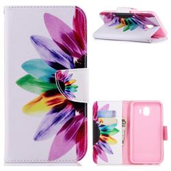 Seven-color Flowers Leather Wallet Case for Samsung Galaxy J4 (2018) SM-J400F