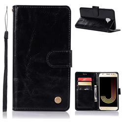 Luxury Retro Leather Wallet Case for Samsung Galaxy J4 (2018) SM-J400F - Black