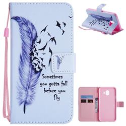 Feather Birds PU Leather Wallet Case for Samsung Galaxy J4 (2018) SM-J400F