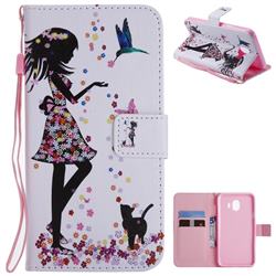Petals and Cats PU Leather Wallet Case for Samsung Galaxy J4 (2018) SM-J400F