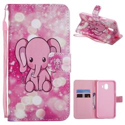 Pink Elephant PU Leather Wallet Case for Samsung Galaxy J4 (2018) SM-J400F