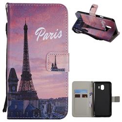 Paris Eiffel Tower PU Leather Wallet Case for Samsung Galaxy J4 (2018) SM-J400F