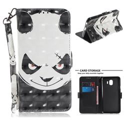Angry Bear 3D Painted Leather Wallet Phone Case for Samsung Galaxy J4 (2018) SM-J400F