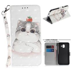 Cute Tomato Cat 3D Painted Leather Wallet Phone Case for Samsung Galaxy J4 (2018) SM-J400F