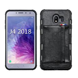 Luxury Shatter-resistant Leather Coated Card Phone Case for Samsung Galaxy J4 (2018) SM-J400F - Black