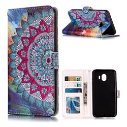 Mandala Flower 3D Relief Oil PU Leather Wallet Case for Samsung Galaxy J4 (2018) SM-J400F