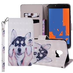 Husky Dog 3D Painted Leather Phone Wallet Case Cover for Samsung Galaxy J4 (2018) SM-J400F