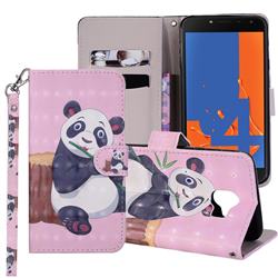 Happy Panda 3D Painted Leather Phone Wallet Case Cover for Samsung Galaxy J4 (2018) SM-J400F