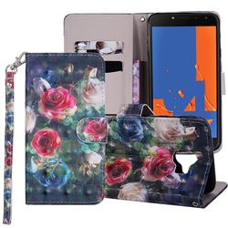 Rose Flower 3D Painted Leather Phone Wallet Case Cover for Samsung Galaxy J4 (2018) SM-J400F