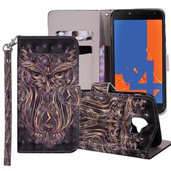 Tribal Owl 3D Painted Leather Phone Wallet Case Cover for Samsung Galaxy J4 (2018) SM-J400F