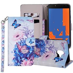 Pansy Butterfly 3D Painted Leather Phone Wallet Case Cover for Samsung Galaxy J4 (2018) SM-J400F