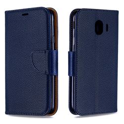 Classic Luxury Litchi Leather Phone Wallet Case for Samsung Galaxy J4 (2018) SM-J400F - Blue