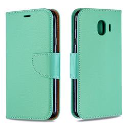 Classic Luxury Litchi Leather Phone Wallet Case for Samsung Galaxy J4 (2018) SM-J400F - Green