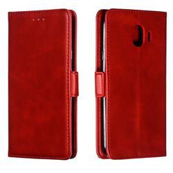 Retro Classic Calf Pattern Leather Wallet Phone Case for Samsung Galaxy J4 (2018) SM-J400F - Red