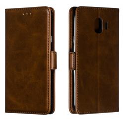 Retro Classic Calf Pattern Leather Wallet Phone Case for Samsung Galaxy J4 (2018) SM-J400F - Brown