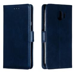 Retro Classic Calf Pattern Leather Wallet Phone Case for Samsung Galaxy J4 (2018) SM-J400F - Blue