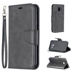 Classic Sheepskin PU Leather Phone Wallet Case for Samsung Galaxy J4 (2018) SM-J400F - Black