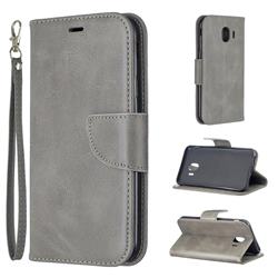 Classic Sheepskin PU Leather Phone Wallet Case for Samsung Galaxy J4 (2018) SM-J400F - Gray