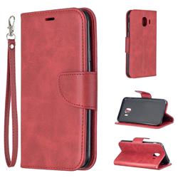 Classic Sheepskin PU Leather Phone Wallet Case for Samsung Galaxy J4 (2018) SM-J400F - Red