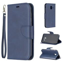 Classic Sheepskin PU Leather Phone Wallet Case for Samsung Galaxy J4 (2018) SM-J400F - Blue