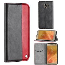Classic Business Ultra Slim Magnetic Sucking Stitching Flip Cover for Samsung Galaxy J4 (2018) SM-J400F - Red