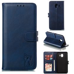 Embossing Happy Cat Leather Wallet Case for Samsung Galaxy J4 (2018) SM-J400F - Blue