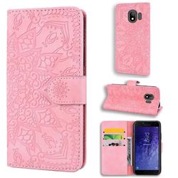 Retro Embossing Mandala Flower Leather Wallet Case for Samsung Galaxy J4 (2018) SM-J400F - Pink