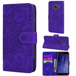 Retro Embossing Mandala Flower Leather Wallet Case for Samsung Galaxy J4 (2018) SM-J400F - Purple