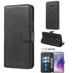 Retro Calf Matte Leather Wallet Phone Case for Samsung Galaxy J4 (2018) SM-J400F - Black