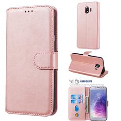 Retro Calf Matte Leather Wallet Phone Case for Samsung Galaxy J4 (2018) SM-J400F - Pink