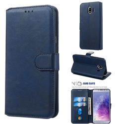 Retro Calf Matte Leather Wallet Phone Case for Samsung Galaxy J4 (2018) SM-J400F - Blue