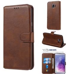 Retro Calf Matte Leather Wallet Phone Case for Samsung Galaxy J4 (2018) SM-J400F - Brown
