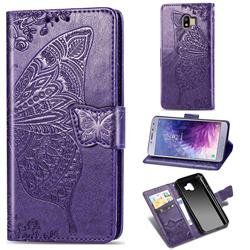 Embossing Mandala Flower Butterfly Leather Wallet Case for Samsung Galaxy J4 (2018) SM-J400F - Dark Purple