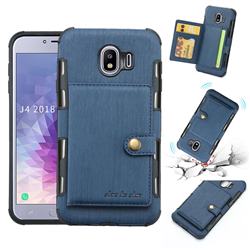 Brush Multi-function Leather Phone Case for Samsung Galaxy J4 (2018) SM-J400F - Blue