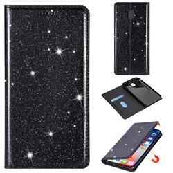 Ultra Slim Glitter Powder Magnetic Automatic Suction Leather Wallet Case for Samsung Galaxy J4 (2018) SM-J400F - Black