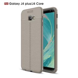 Luxury Auto Focus Litchi Texture Silicone TPU Back Cover for Samsung Galaxy J4 Core - Gray