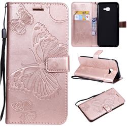 Embossing 3D Butterfly Leather Wallet Case for Samsung Galaxy J4 Core - Rose Gold